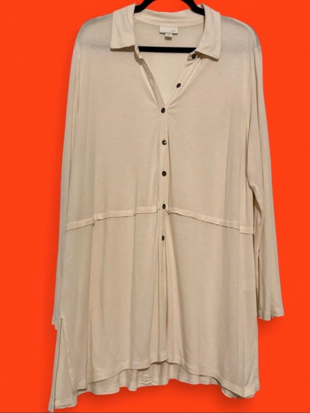 J. Jill Cream Long-Sleeve Button-Front Tunic Top